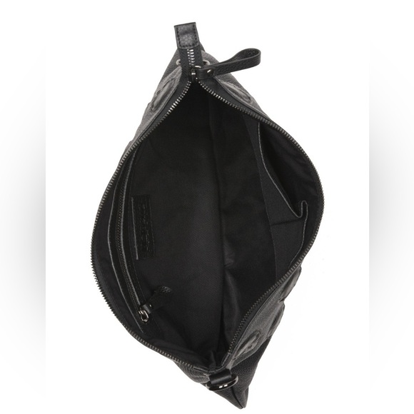 IO PELLE Italian Pebbled Black leather Skull Embossed Crossbody Bag - Picture 4 of 4